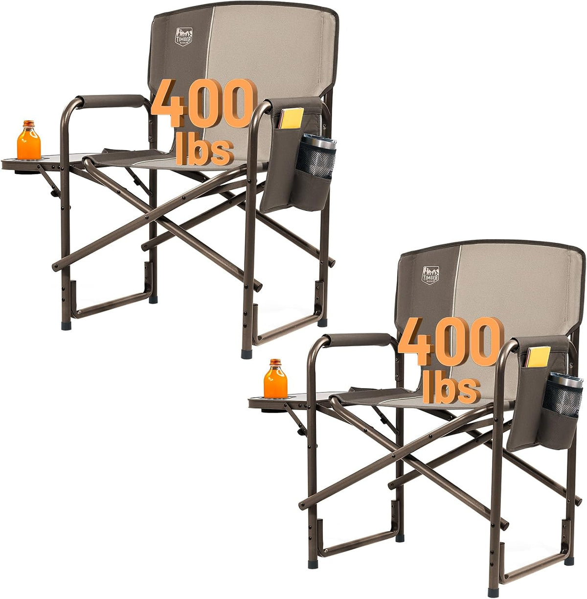 TIMBER RIDGE Aluminum Oversized Camping Chair, Support 400lbs