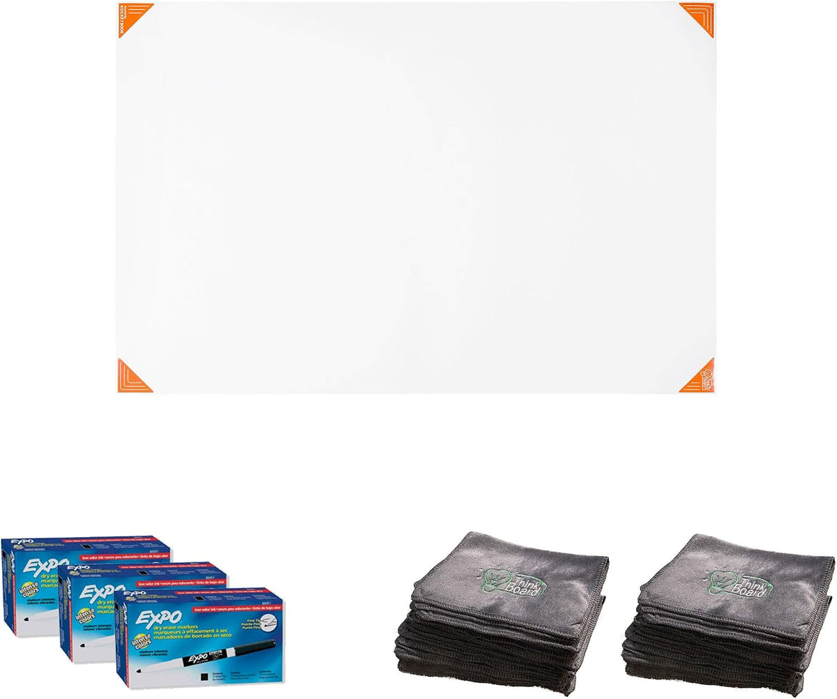 Think Board X Smart Whiteboard Film - Powered by Rocketbook (Class Pack Small) - 30 Pack of Think Board X Small + 36 Markers + 30 Cleaning Cloths