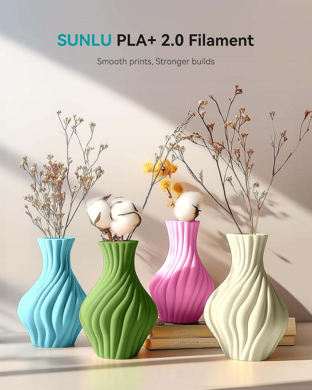 SUNLU PLA+ Filament 1.75mm, 16 Pack 250g Spools, Upgraded Formula