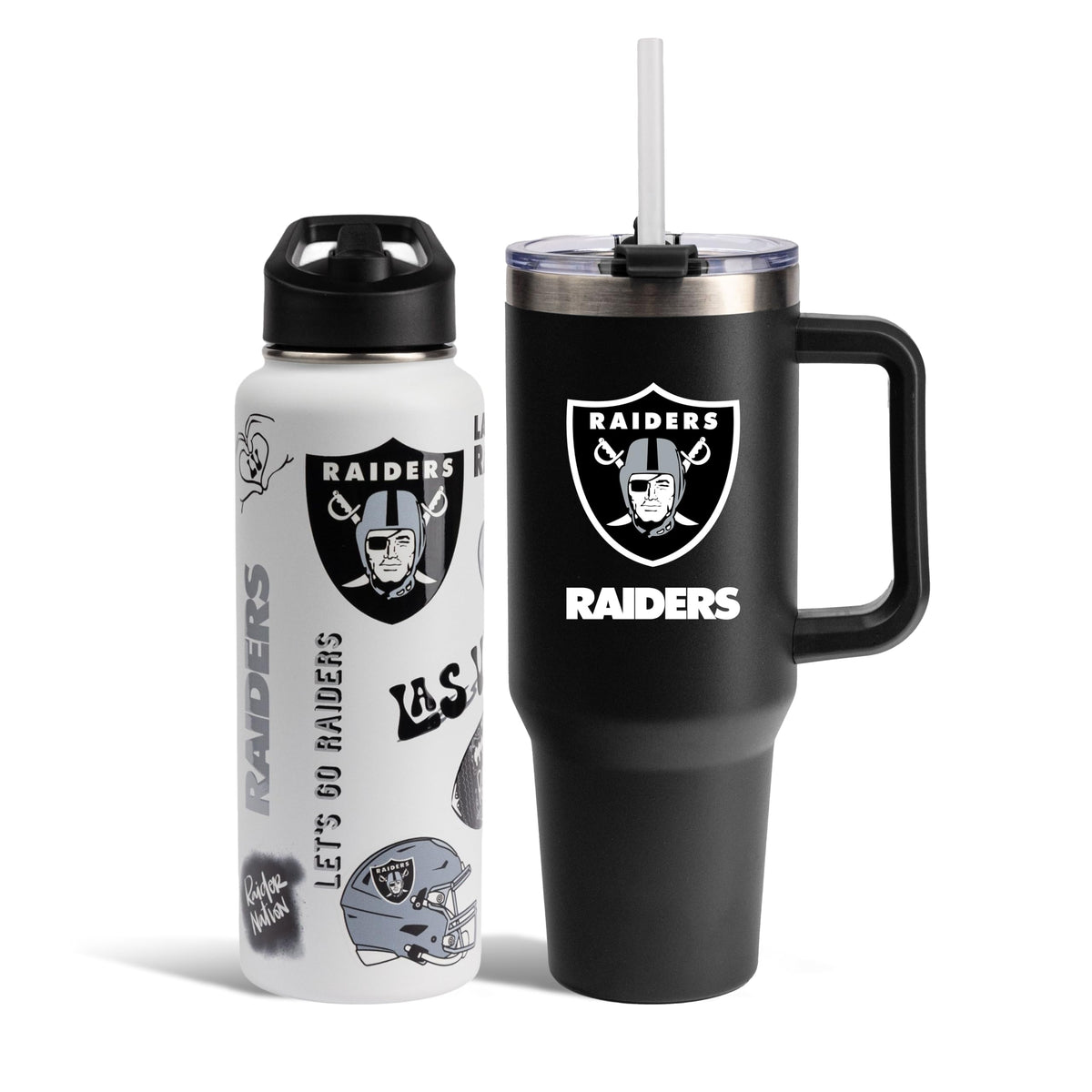 The Memory Company Officially Licensed NFL 2-Pack Stainless Steel Tumbler Set, 34oz Team Spirit Water Bottle & 40oz Game Day Tumbler with Lid and Straw, BPA-Free Materials, Convenient Straw Design