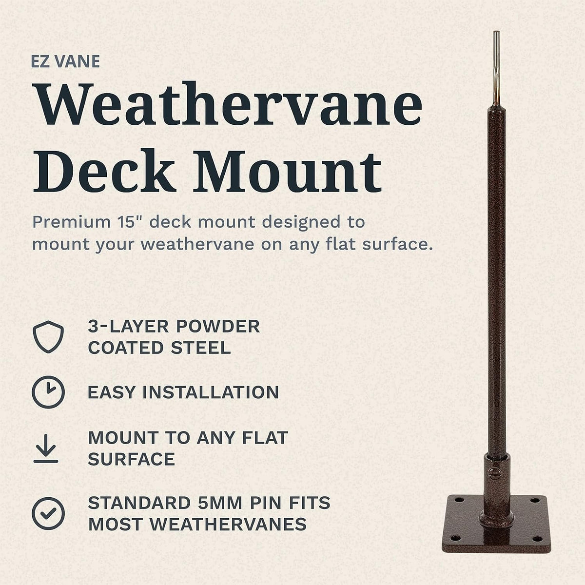 EZ Vane Steel Jumping Deer Weathervane with Wind Cups — Deck Mount