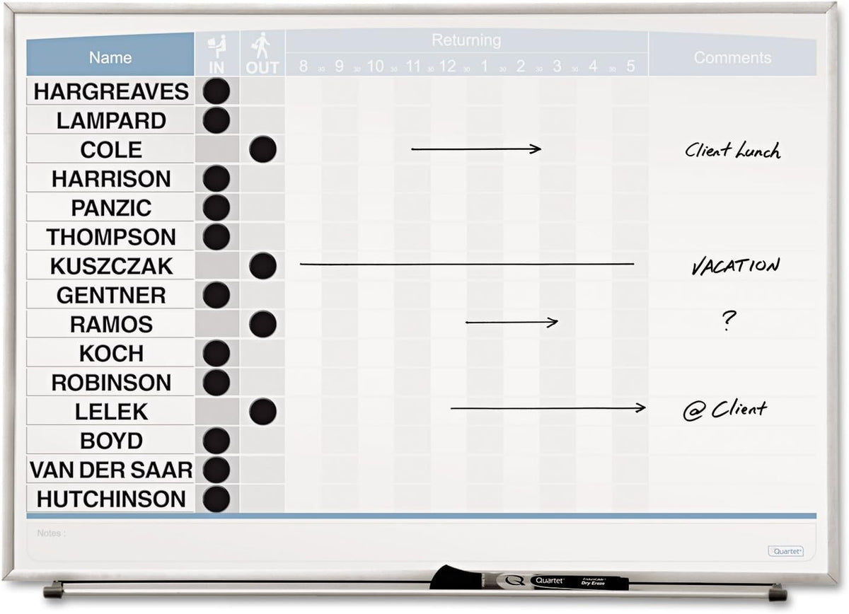 Quartet QRT33704 - Horizontal Matrix Employee Tracking Board