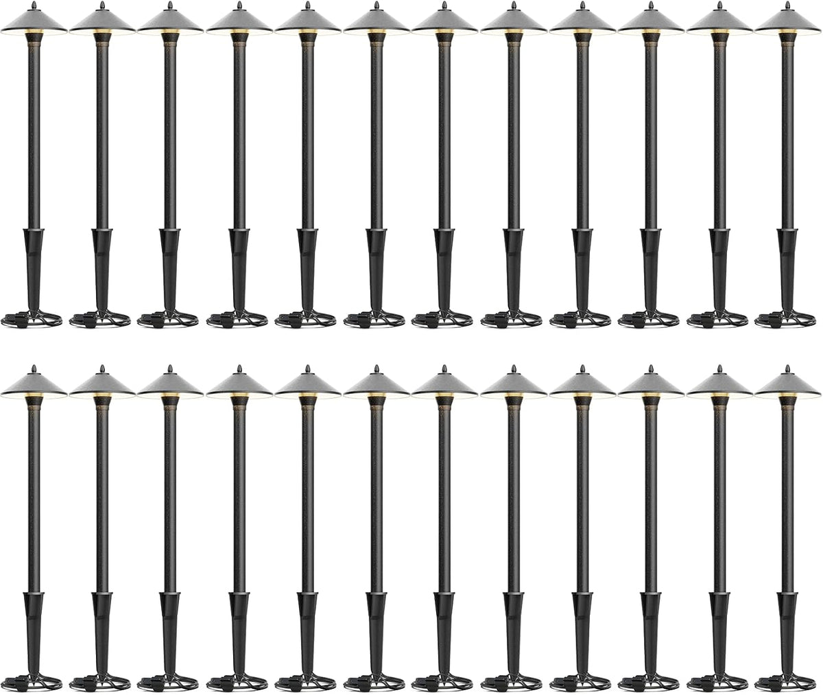 VENUS MANUFACTURING 24PK Low Voltage LED Pathway Lights 1.2W Outdoor Landscape Lighting 40 Lumen Landscape Path Lights 2700K for Lawn Patio Yard Walkway Driveway Pathway Garden