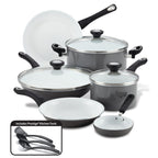 Farberware 17490 Ceramic Dishwasher Safe Nonstick Cookware Set / Pots and Pans Set - 12 Piece, Blue