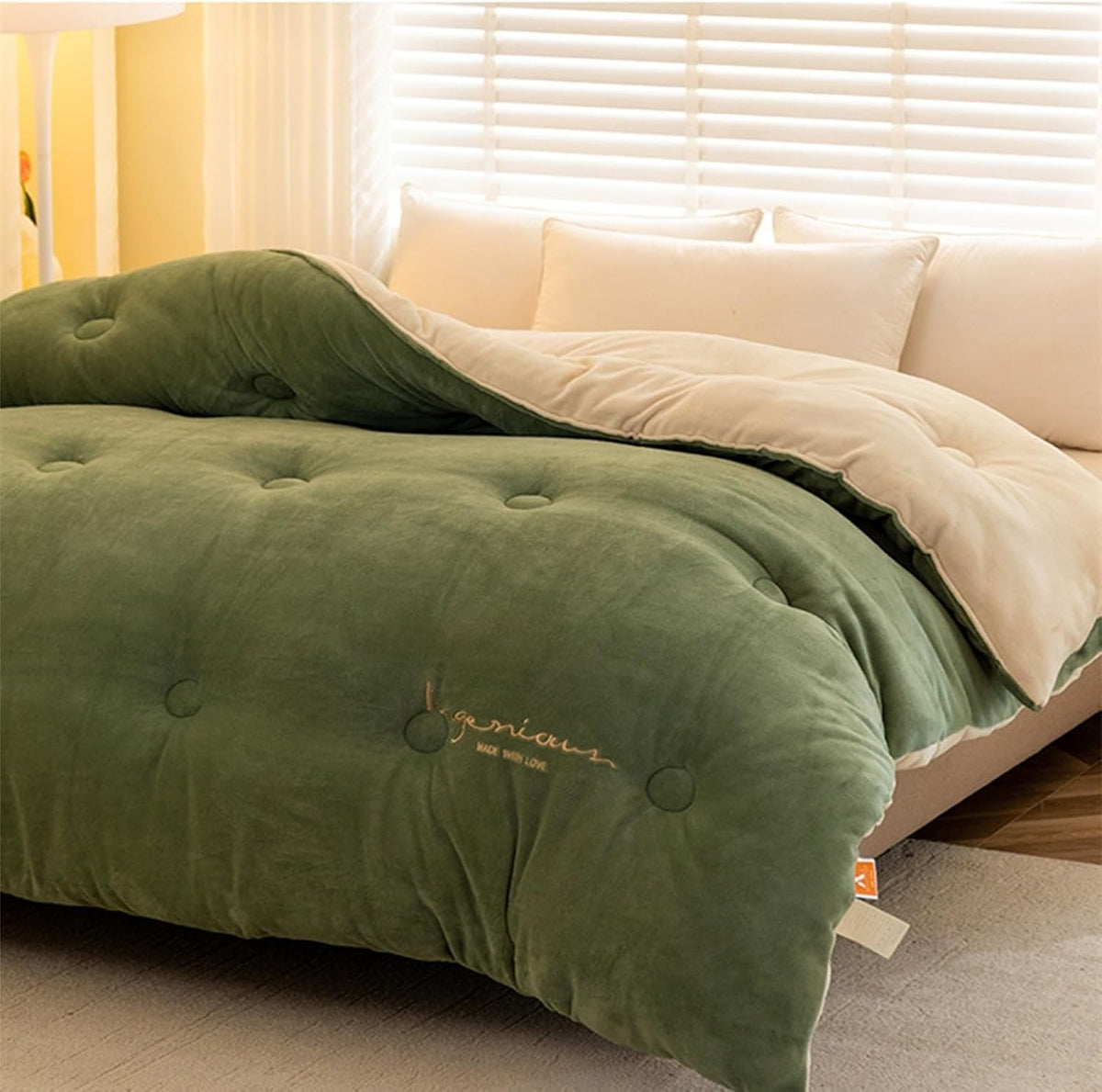 Thickened Super Soft Winter Quilt,Lamb Cashmere Warm Quilt Core, Milk Velvet Double Fabric,Breathable Warmth Fluffy Velvet Blanket for Cold Weather(Color3,200x230cm(4KG))