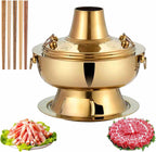 Chinese Charcoal Hot Pot, Food-grade Stainless Steel Hot Pot，Gold-13.4in