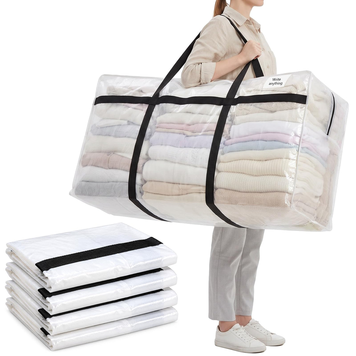 Windyun 4 Pcs 195 Gallon Extra Large Moving Bags XXL Heavy Duty Storage Bag