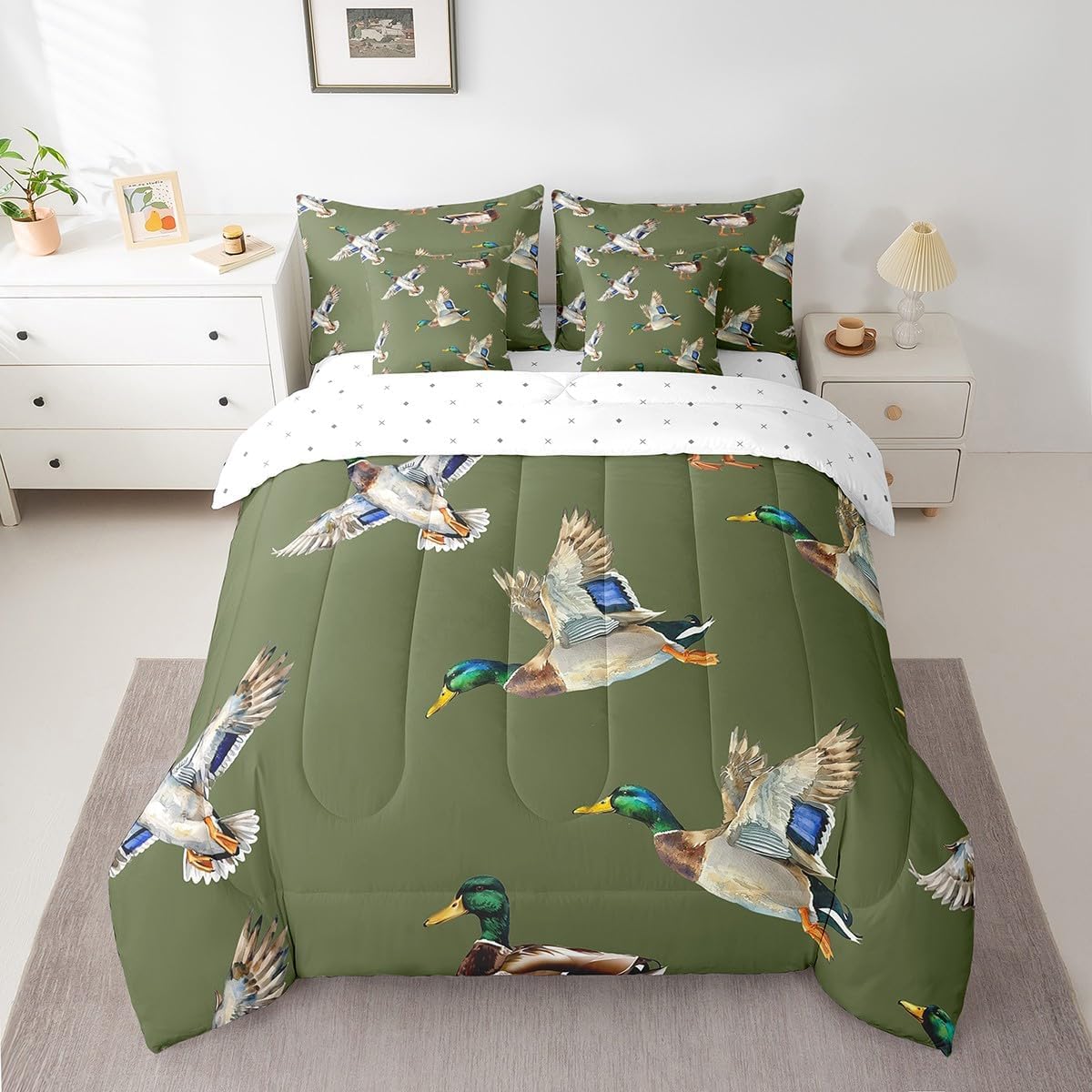 Feelyou Deer Comforter Set with Sheets King Size 7 piece Kids Rustic Deer Hunting Bedding Set Cabin Lodge Deer Bed in a Bag Farmhouse Nature Wildlife Antlers Brown Bed Set