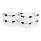 IRIS USA 6-Pack 19 Qt Storage Bins with Gasket Lids, Clear/Black