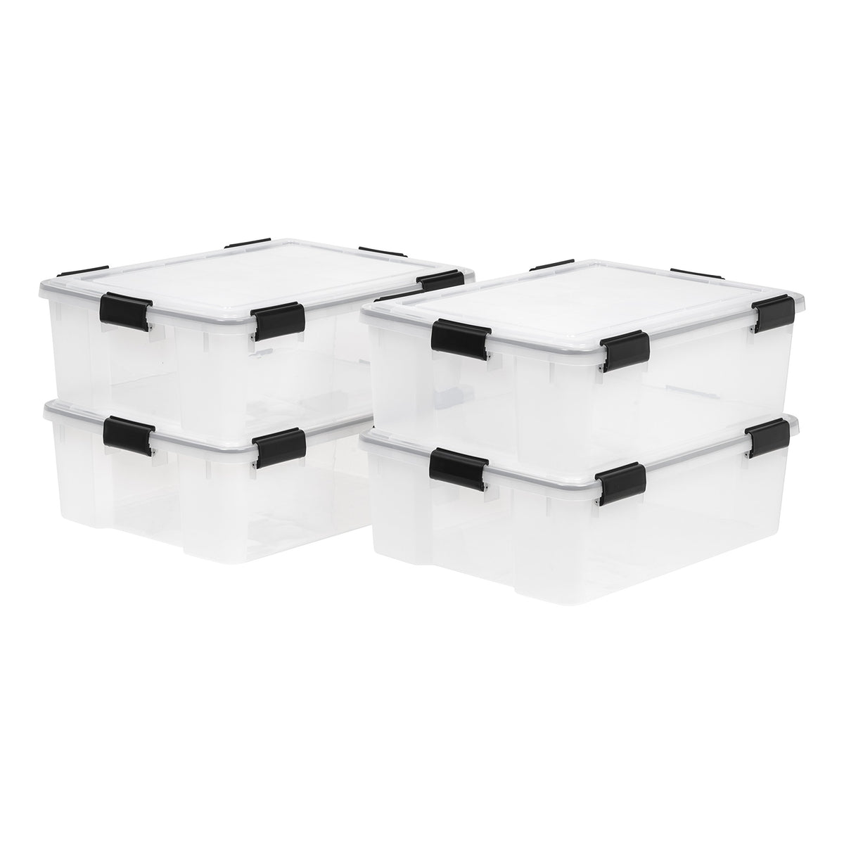 IRIS USA 6-Pack 19 Qt Storage Bins with Gasket Lids, Clear/Black