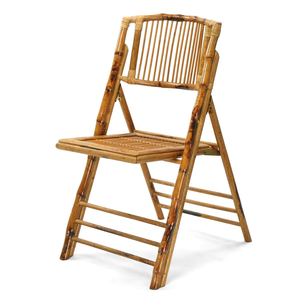 VINGLI Bamboo Folding Chair, Foldable Dining Wood Chairs Comfortable Seat for Outdoor & Indoor, Patio, Porch, Wedding, Party, Event,Brown (2 Pack)