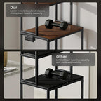 Arched Metal Mini Fridge Stand with Power Outlet and Wheels, Black