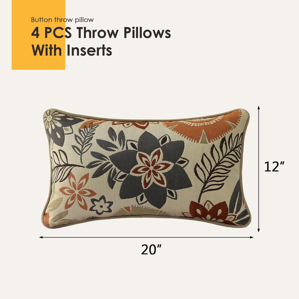 Outdoor Sunbrella Decorative Pillows Pack of 4, 20" x 12" Outdoor Pillow Set for Couch Bed Throw Patio Sofa, Airies Marble