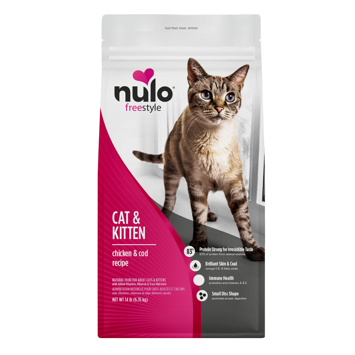 Nulo Freestyle Cat & Kitten Dry Food - Chicken & Cod Recipe, High Protein Grain Free Cat Food, Natural Kibble with Probiotics & Omega Fatty Acids, 14lb Bag