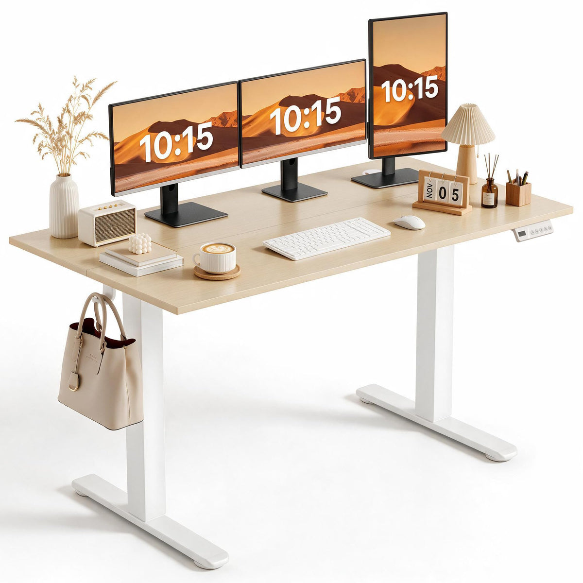 Claiks 32 x 19 Inch Rustic Brown Electric Standing Desk