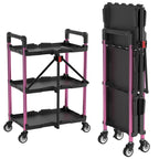 WORKPRO 3-Tier Collapsible Utility Cart, 210 LBS Cart with Wheels