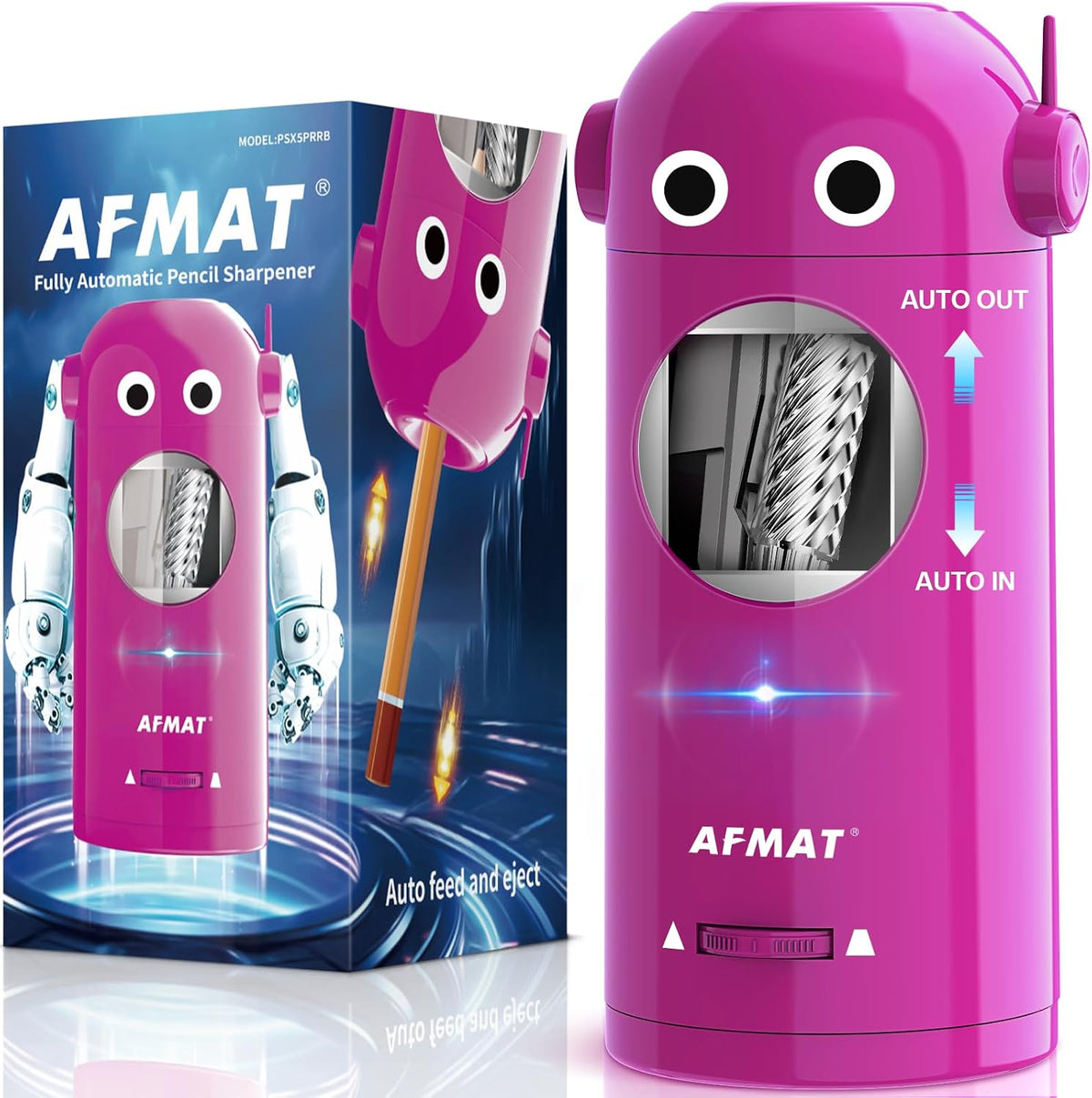 AFMAT Fully Automatic Robot Pencil Sharpener, 2 Pack (Green + Purple)