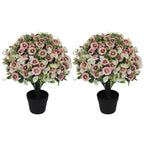 24" Artificial Cypress Ball Plants Outdoor, Fall Topiary Trees