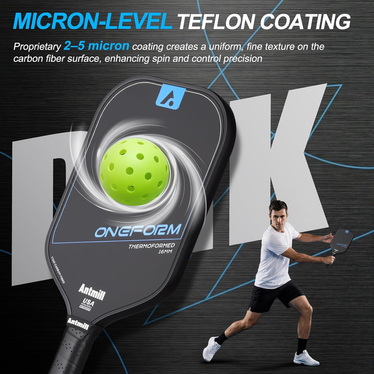 Pickleball Paddles Set of 2 – Thermoformed T700 Carbon Fiber Paddle Set, USAPA Approved
