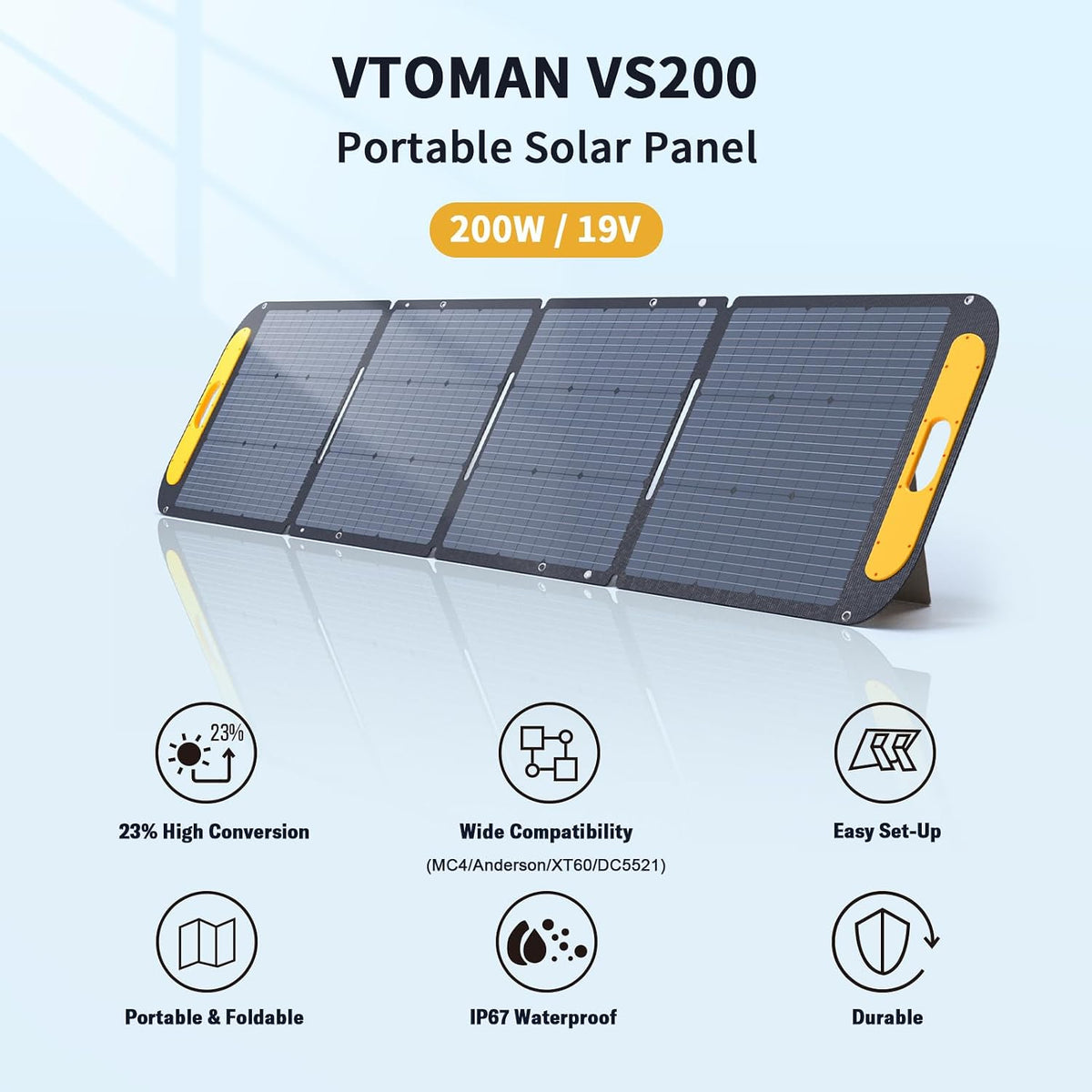 VTOMAN VS200 200W 19V Portable Solar Panel for Power Station