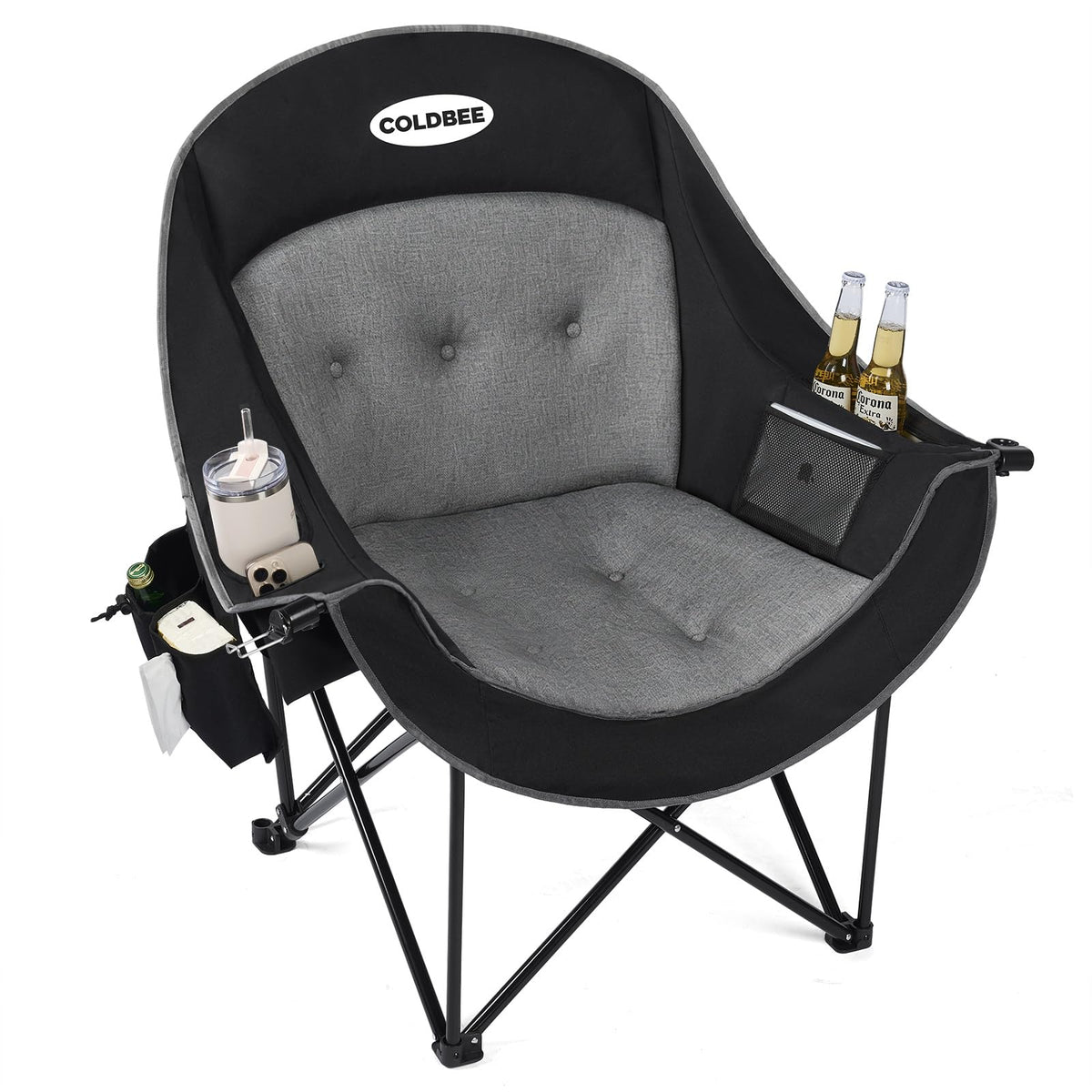 Oversized Camping Chairs for Adults - Heavy Duty Padded Outdoor Camp Chair