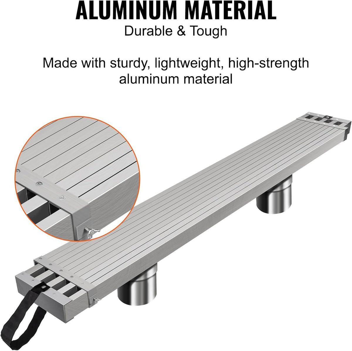 VEVOR Aluminum Telescoping Work Plank, 6-9FT, 500lbs Capacity, 12.5 inch Width, Scaffolding Plank with Skid-Proof Platform Scaffold Ladder Accessory