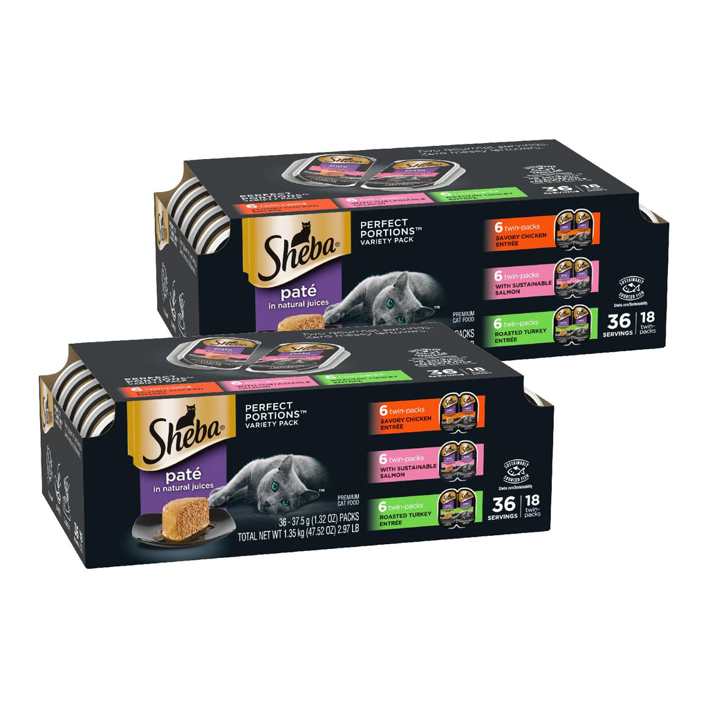 Sheba Perfect Portions Pate Wet Cat Food, Variety Pack, 2.6 oz, 48 ct