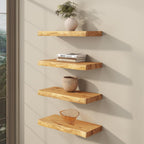fuqing Live Edge Floating Shelves for Wall, 20 Inch Solid Elm Wood Shelves