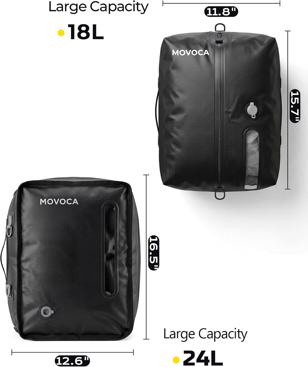 MOVOCA 3 Pack Vacuum Bags for Travel with Pump, Compression Packing Cubes