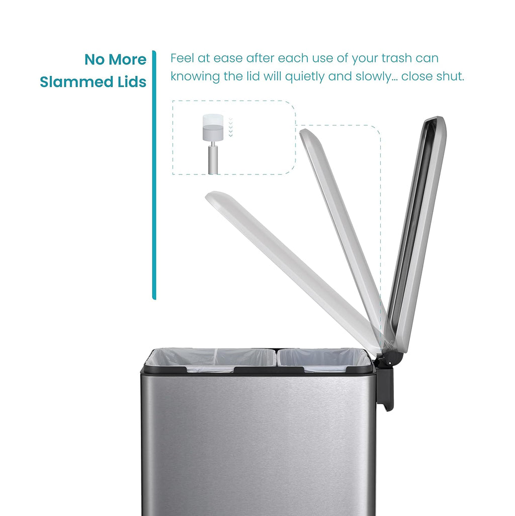 Home Zone Living 13 Gallon Kitchen Trash Can with Dual Compartments