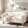55" End of Bed Bench, Upholstered Bench with Storage, Queen, Beige