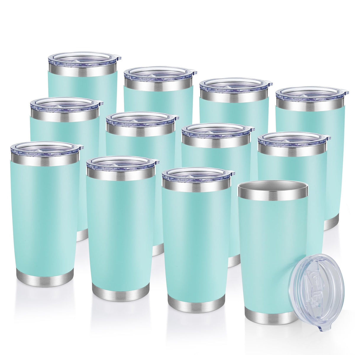 20 oz Tumblers Bulk Stainless Steel Tumbler with Lid, 12 Pack