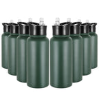 32 oz Insulated Water Bottle Bulk 8 Pack, Stainless Steel Sports Water Bottles with Straw Lid & Wide Mouth Lids, Double Walled Vacuum, Leak Proof, White