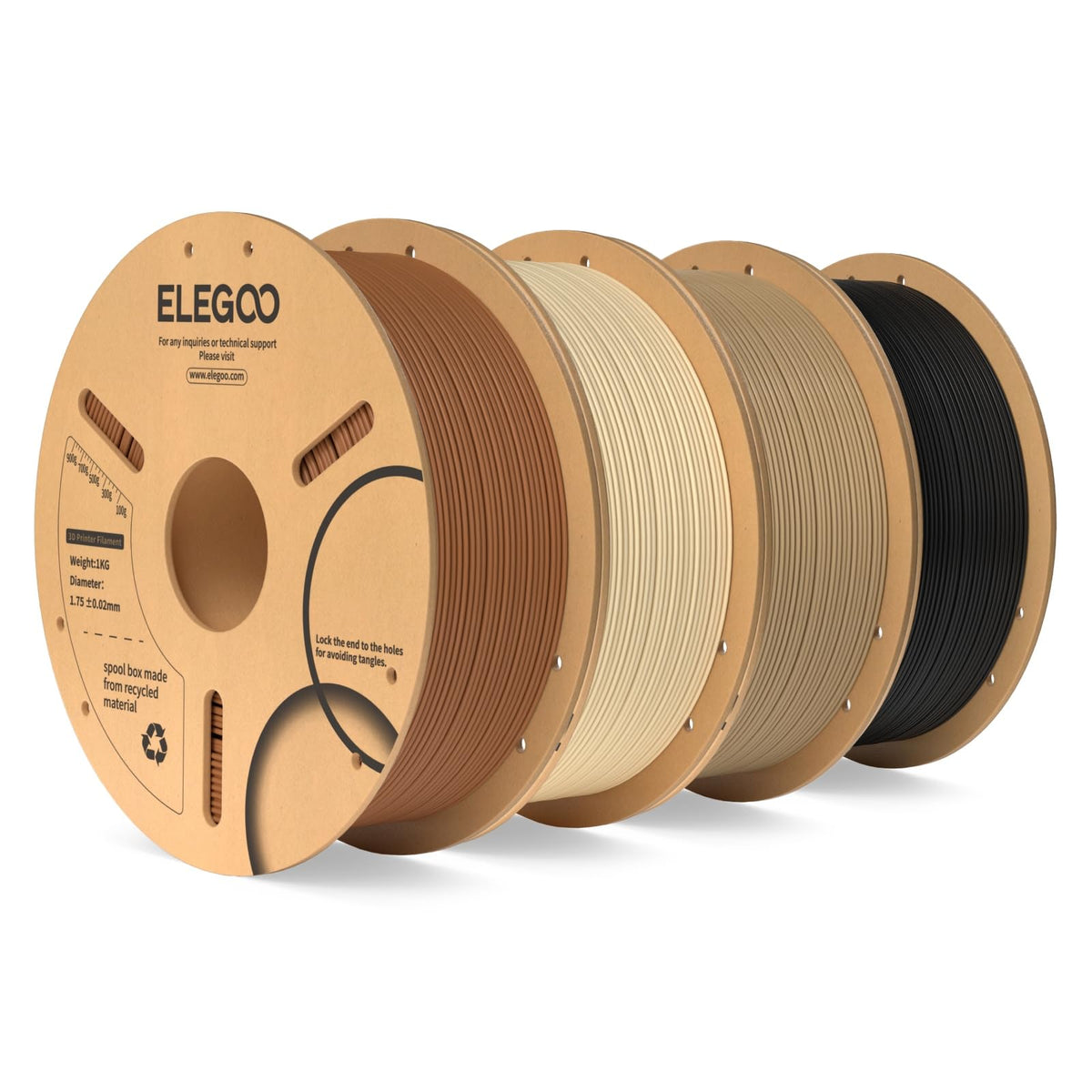 ELEGOO PLA 3D Printer Filament 1.75mm Bundle Multicolors 10KG