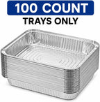 Half Size Deep Aluminum Pans, 13 x 10.5 x 2.5 In (100, Trays Only)