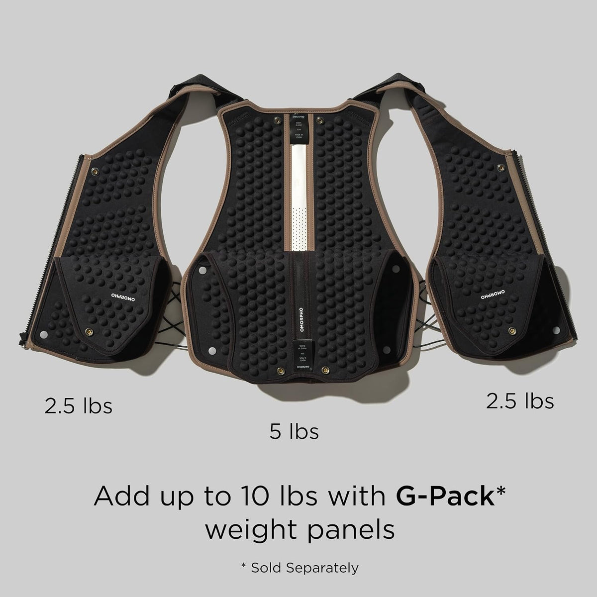 OMORPHO Men's G-Pack Adjustable Weight Inserts – Snap-In Panels for G-Vest Icon | Choose Matching Vest Size (S/M or L/XXL)