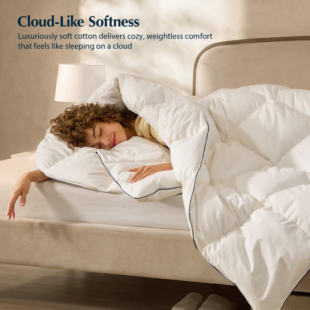 Pacific Coast Goose Feather Down Comforters King Size, Breathable Duvet Insert, Noiseless Shell, Sewn-Through Construction, Hypoallergenic All Season Luxury Hotel Bedding, 8 Duvet Loops, 106"x90"