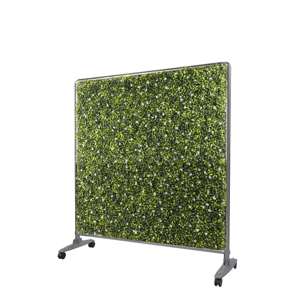 E&K H40xW40 inches Movable Privacy Hedge Fence Artificial Faux Grass Room Space Divider Boxwood Backdrops Stand Decor with Wheels