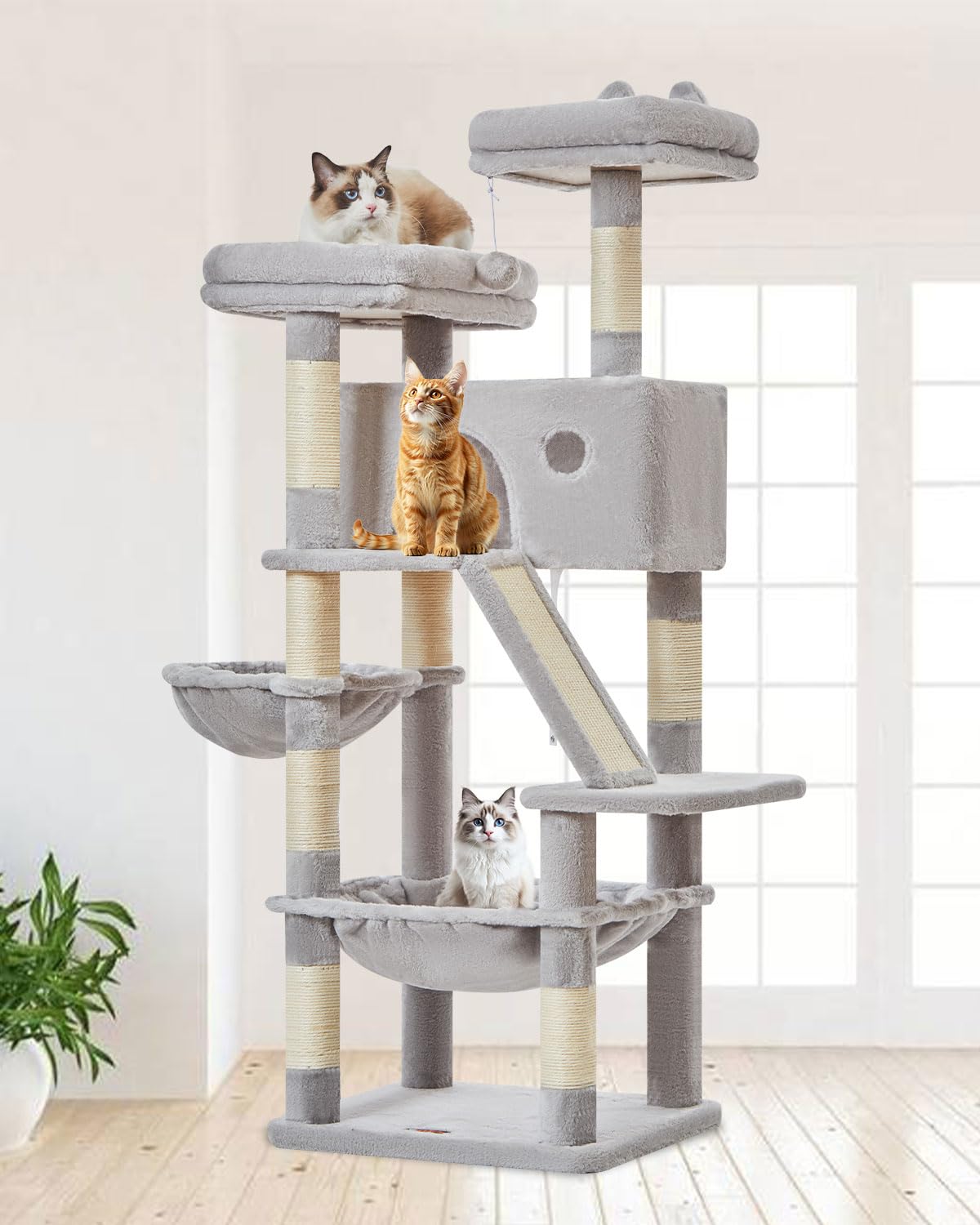 Taoqimiao Cactus Cat Tree, 71 in Extra Large Cat Tower for Indoor Cats