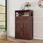 Farmhouse Storage Cabinet with Drawers, Small Kitchen Pantry Cabinet, White