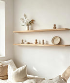 48 Inch Rustic Wood Floating Shelves Farmhouse Wooden Wall Shelves for Bathroom Bedroom Living Room Kitchen Office Set of 4 Light Brown