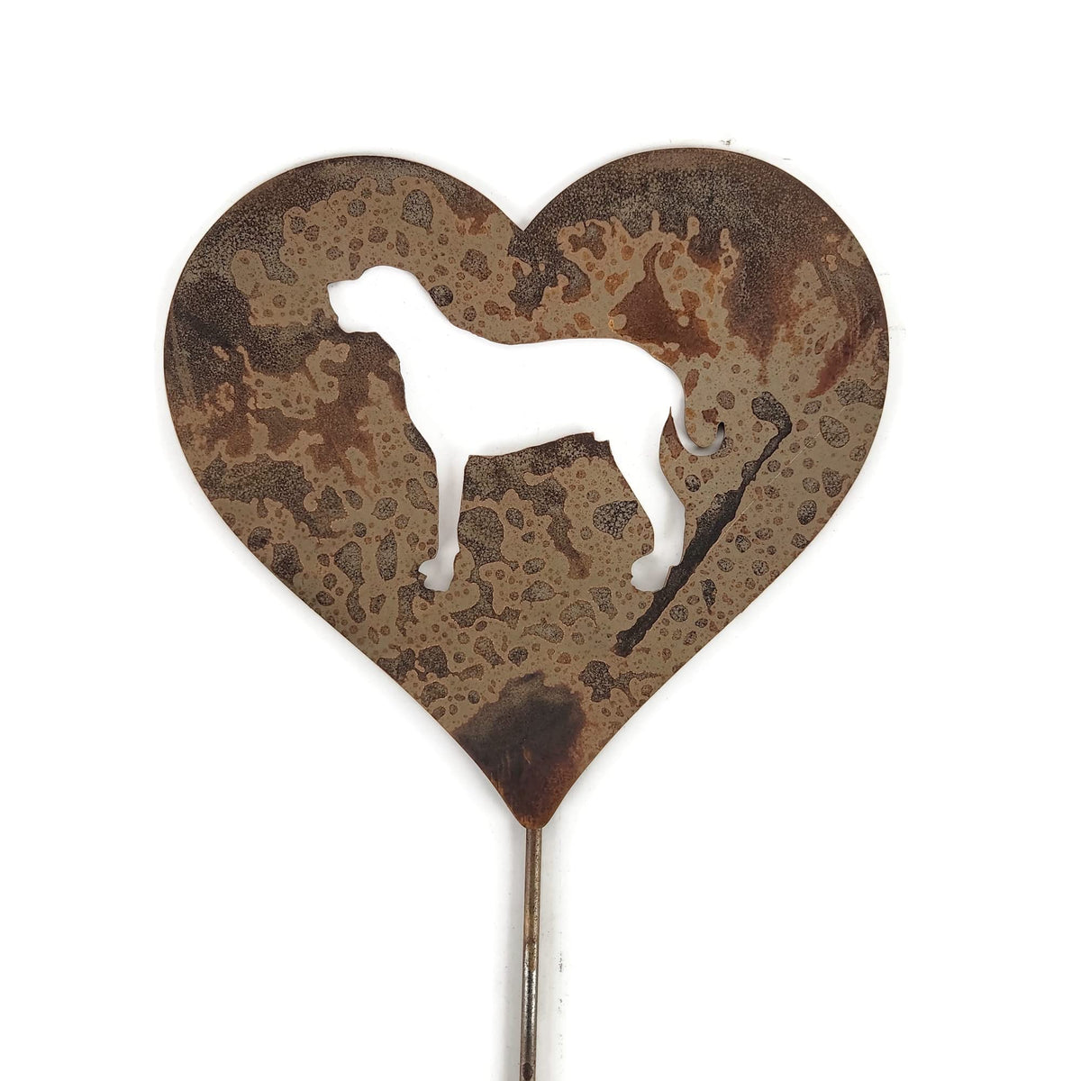 Pet Dog, Cat, Rabbit or Bird Keepsake Memorial Heart Garden Stake 20 to 28 Inches Tall (Large Heart, 28" Tall, Pembroke Welsh Corgi, Naturally Rusted)