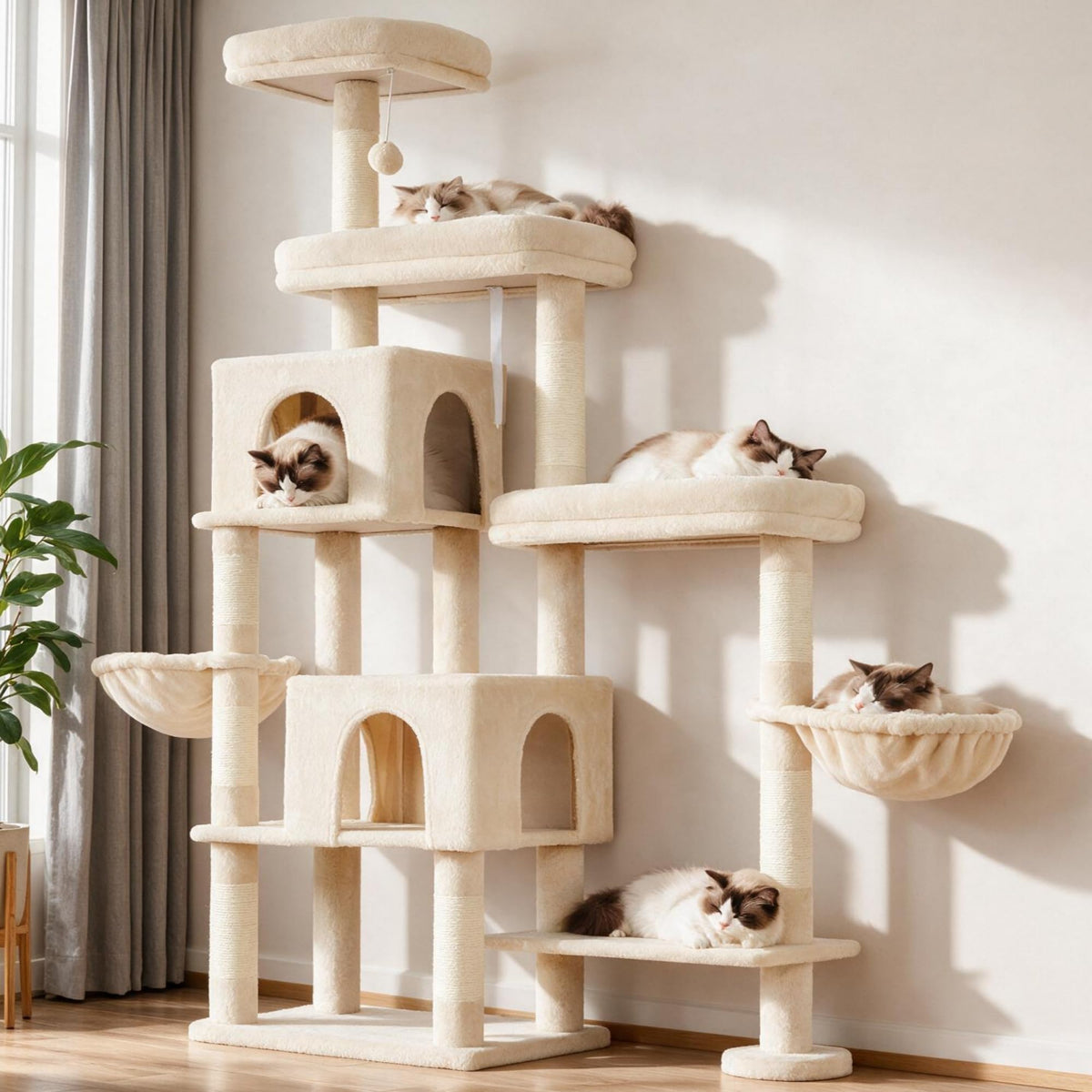 Hey-brother Cat Tree Tower with Stable Extended Base, 3 Platforms, MPJ038W