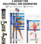 32FT Volleyball Badminton Combo Net Set System, 4 Heights Adjustbale