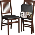 SIMPLEX Folding Wood Dining Chairs, Padded, No Assembly, 2 Pack