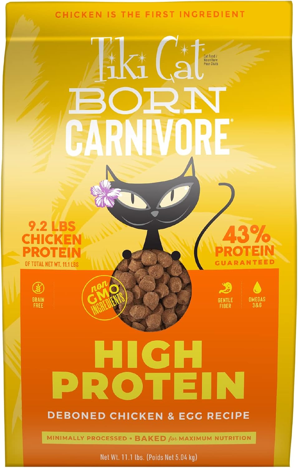 Tiki Cat Born Carnivore Dry Cat Food, Deboned Chicken & Egg, 11.1 lb Bag