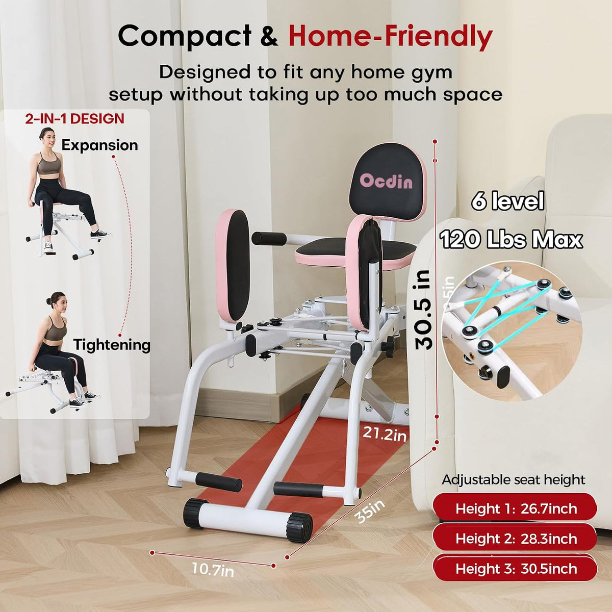 Hip Abductor Adductor Machine for Home Gym Inner/Outer Thigh Workout System