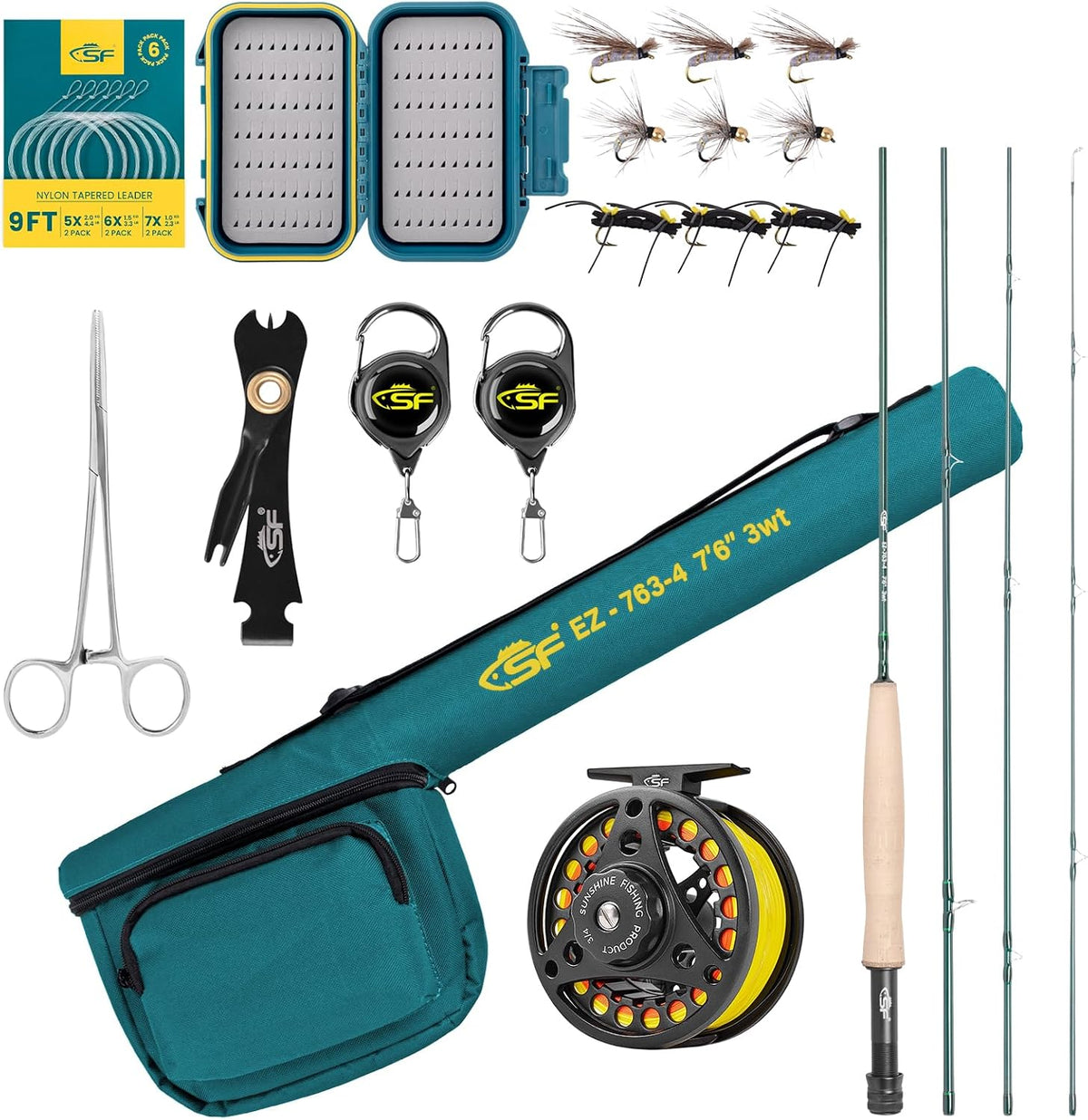 SF Fly Fishing Rod and Reel Combo Starter Kit for Beginners