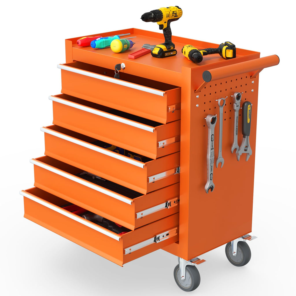7-Drawer Rolling Tool Chest, Tool Box with 4 Wheels and Drawers, High Capacity Detachable Mobile Tool Storage Cabinet for Garage, Workshop, Mechanics and Repair Room (Black)