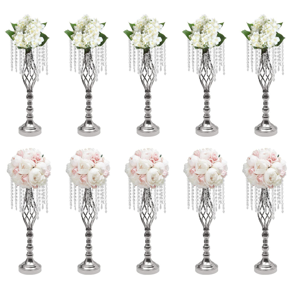Wedding Centerpieces Gold Vases,10PCS Metal Flower Candle Holder,Wedding Vase for Tables,Crystal Flower Vase Metal Flowers Stand for Party Tables Decorations